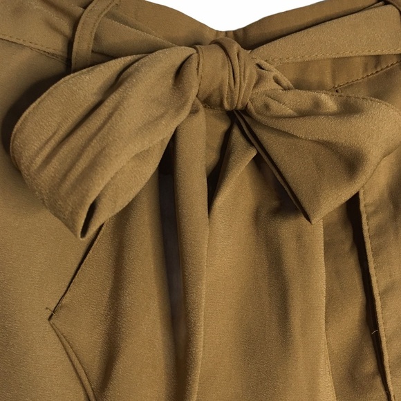 A New Day Brown High Rise Shorts Neutral Tie Detail Pockets XS Extra Small - Picture 7 of 16